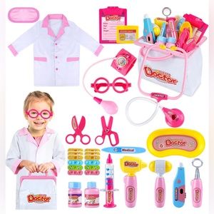 Pink Doctor Kit Pretend-n-Play Medical Toys Set with Roleplay Doctor Costume